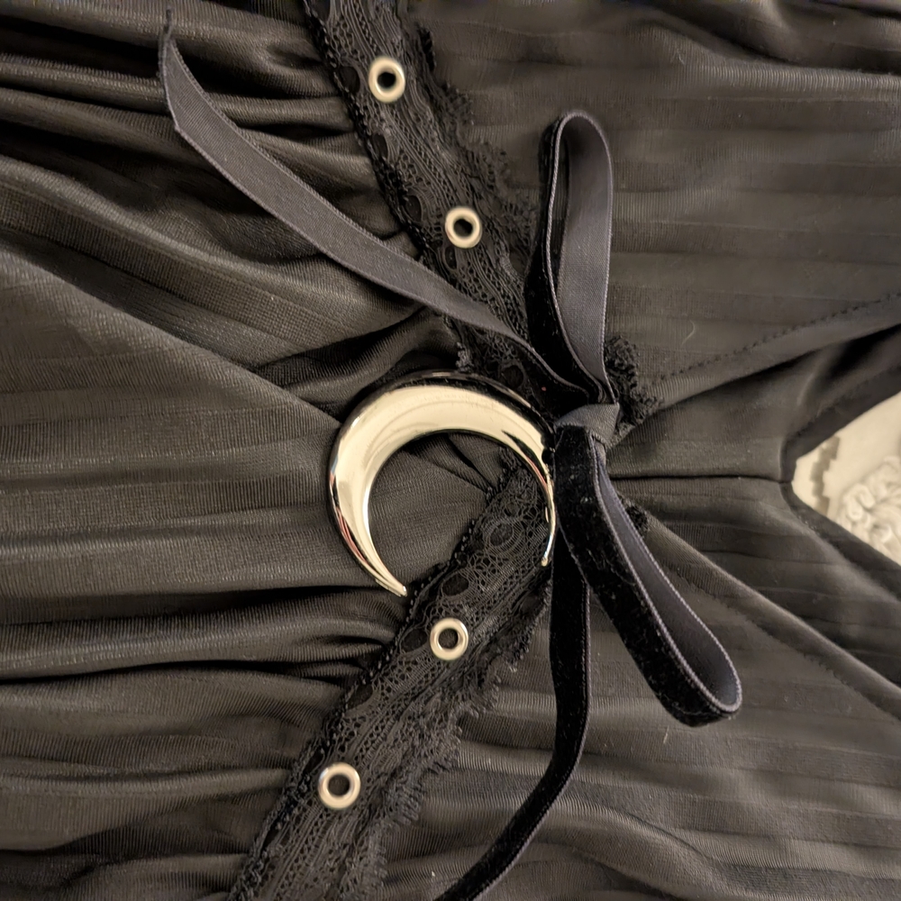 Black Mini Dress with Eyelet Details - Picture 6 of 6